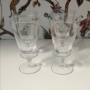 Williams Sonoma Etched Glass Goblet Set